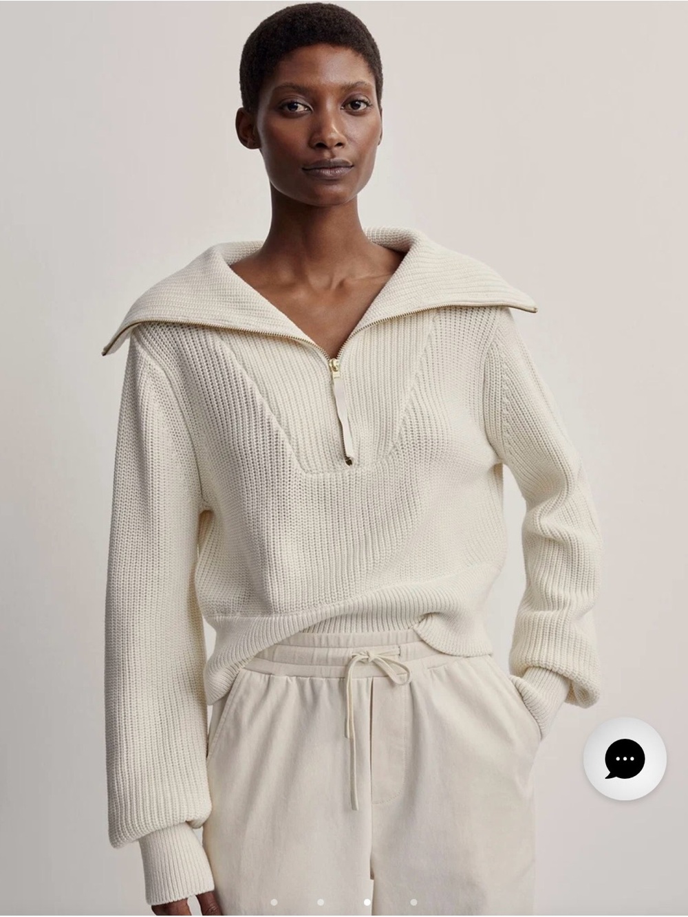 Varley Cream Half-Zip Ribbed Knit Pullover - Picture 2 of 7